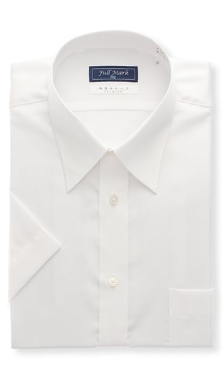 レギュラーカラースタンダードワイシャツ【半袖】【白無地】【キング】【風通るシャツ】0