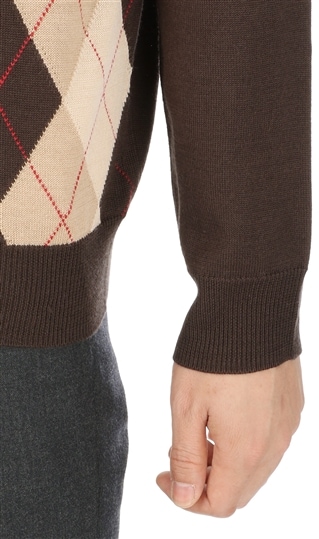 《ウォッシャブル》《Biella Yarn使用》アーガイルVネックセーター4