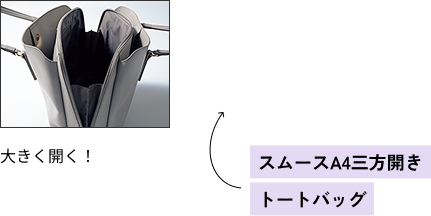 スムースA4三方開きトートバッグ
