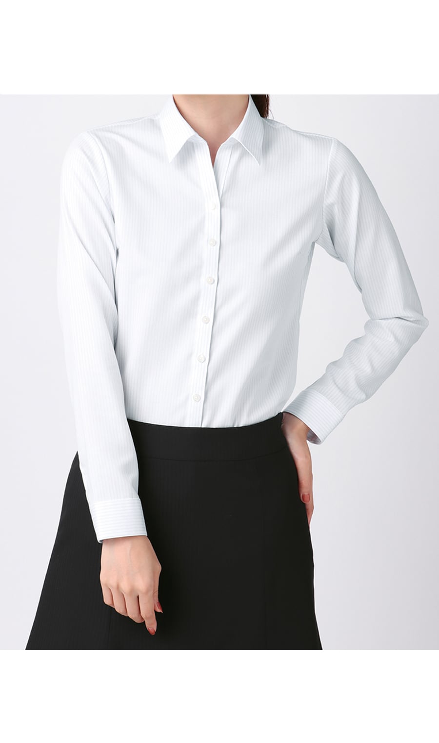  スキッパーカラーブラウス【長袖】【NON IRONMAX】 