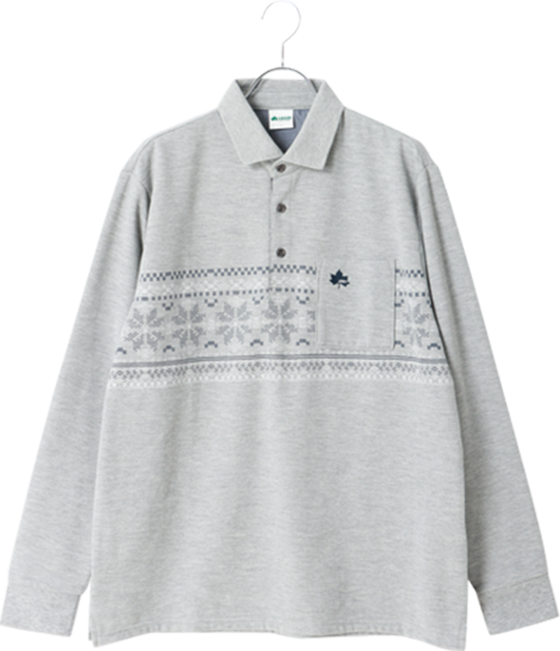 鹿の子プリントリブ襟ポロシャツ 【LOGOS】