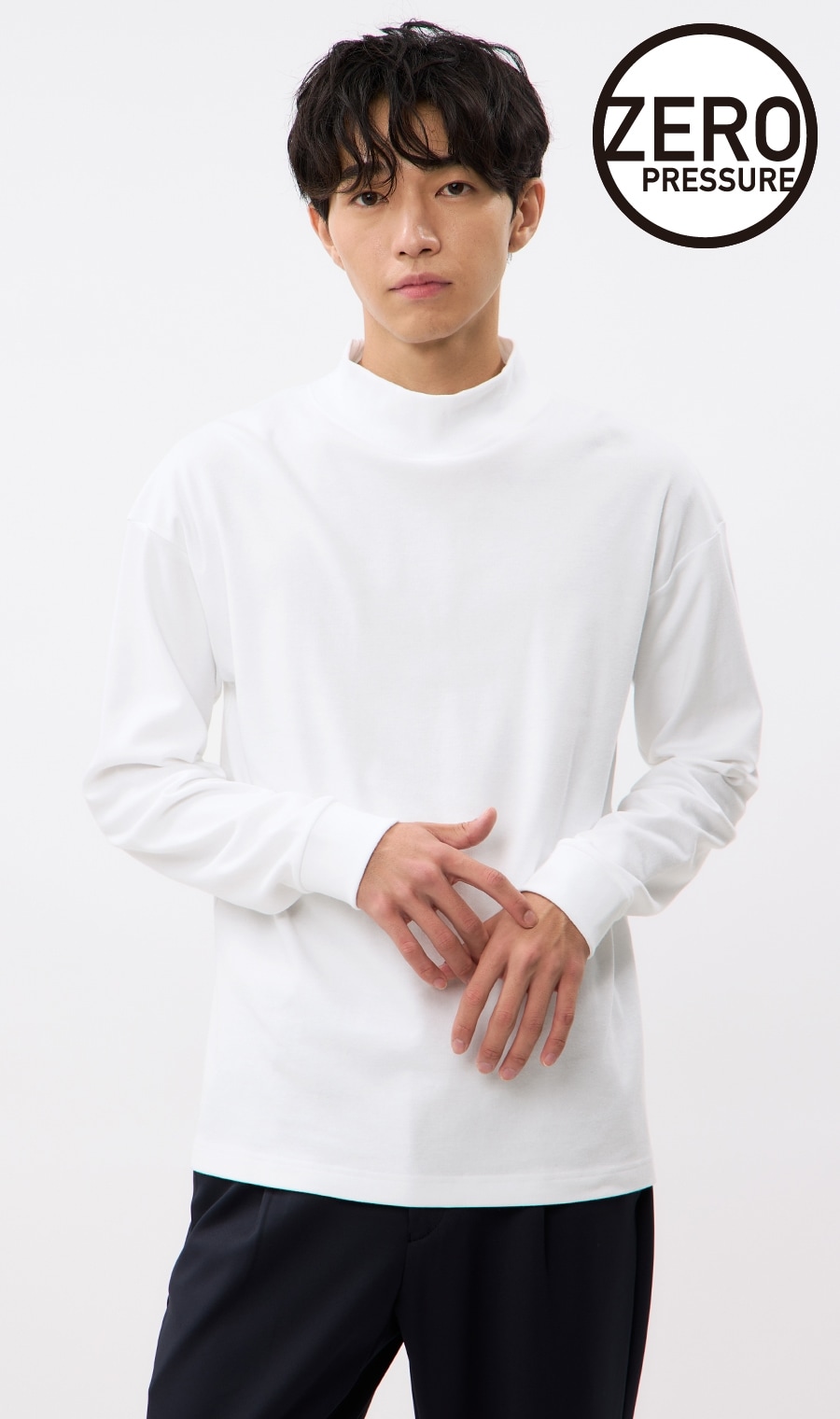 Mock neck T-shirt [BODYWILD x ZERO PRESSURE] [Long sleeve]