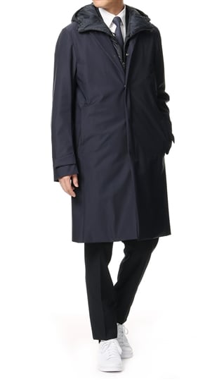 ステンカラーフードスタイリッシュコート《合繊》（7741M194-11） | DESCENTE | 紳士服・スーツ販売数世界No.1 - 洋服