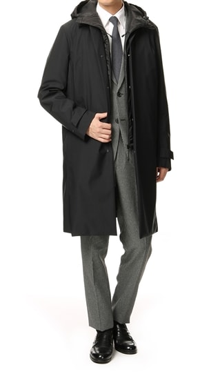 ステンカラーフードスタイリッシュコート《合繊》（7741M194-91） | DESCENTE | 紳士服・スーツ販売数世界No.1 - 洋服