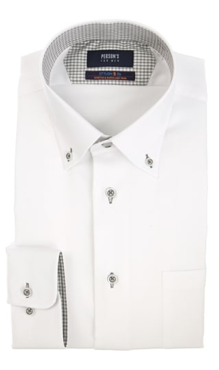 ボタンダウンスタイリッシュワイシャツ《白織柄》《ライクラT400ファイバー》0
