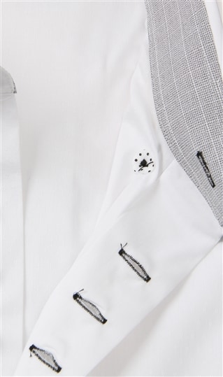 ボタンダウンスタイリッシュワイシャツ《白織柄》《ライクラT400ファイバー》4