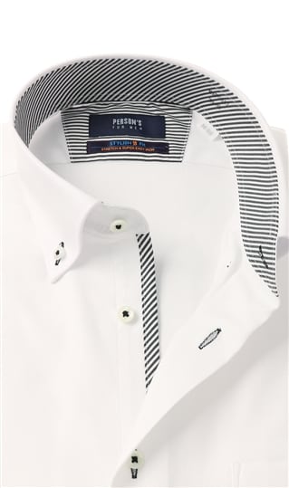 ボタンダウンスタイリッシュワイシャツ《白織柄》《ライクラT400ファイバー》1
