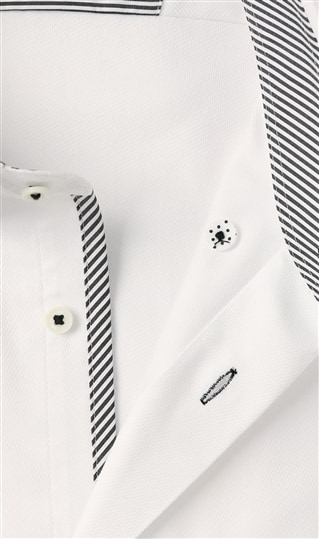 ボタンダウンスタイリッシュワイシャツ《白織柄》《ライクラT400ファイバー》4