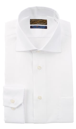 ワイドカラースタイリッシュワイシャツ《白織柄》0