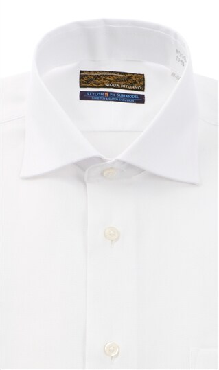 ワイドカラースタイリッシュワイシャツ《白織柄》1