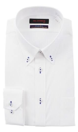 ボタンダウンスタイリッシュワイシャツ《白織柄》0