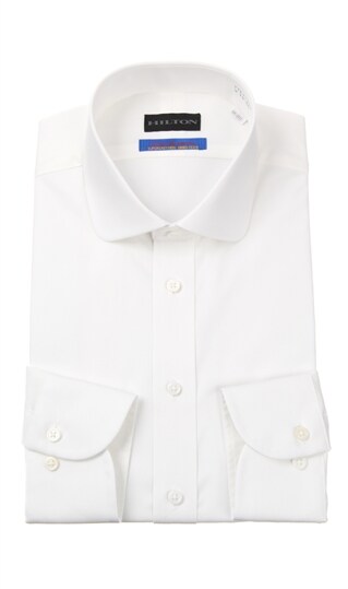 ワイドカラースタイリッシュワイシャツ《白織柄》《プレミアム》0