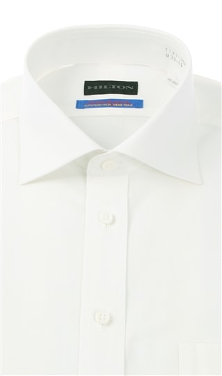 ワイドカラースタイリッシュワイシャツ《白織柄》《プレミアム》《綿麻》1