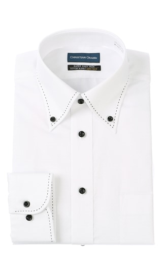 ボタンダウンスタンダードワイシャツ《白織柄》0