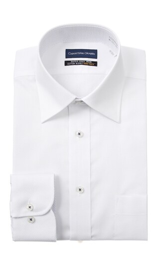 ワイドカラースタンダードワイシャツ《白織柄》0