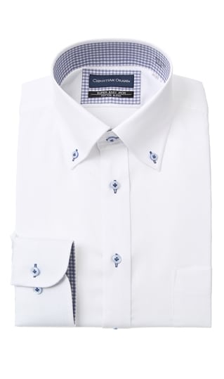 ボタンダウンスタンダードワイシャツ《白織柄》《キング&トール》0