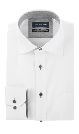 ワイドカラースタンダードワイシャツ《白織柄》0