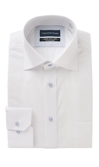 ワイドカラースタンダードワイシャツ《白織柄》《キング&トール》0