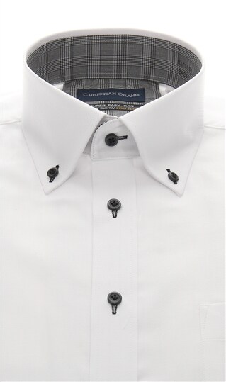 ボタンダウンスタンダードワイシャツ《白織柄》《キング&トール》1