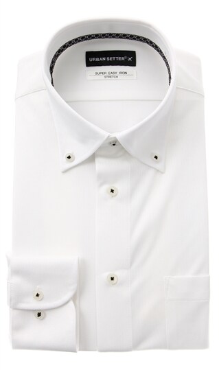 ボタンダウンスタイリッシュワイシャツ《白織柄》《ニット素材》0