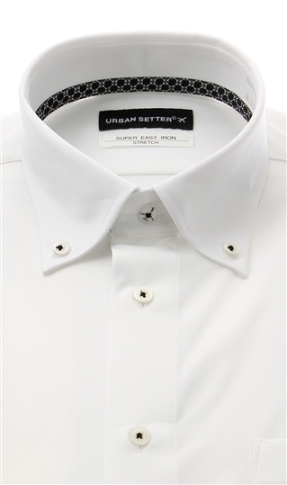 ボタンダウンスタイリッシュワイシャツ《白織柄》《ニット素材》1