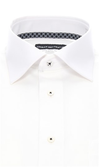 ワイドカラースタイリッシュシャツ《白織柄》《ニット素材》1