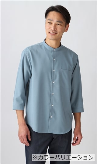 リネンライクバンドカラーシャツ【7分袖】【Reflax】8