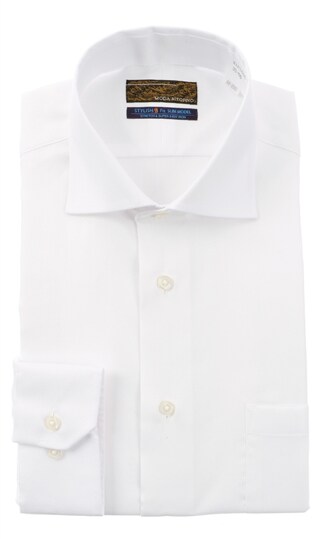 ワイドカラースタイリッシュワイシャツ《白織柄》