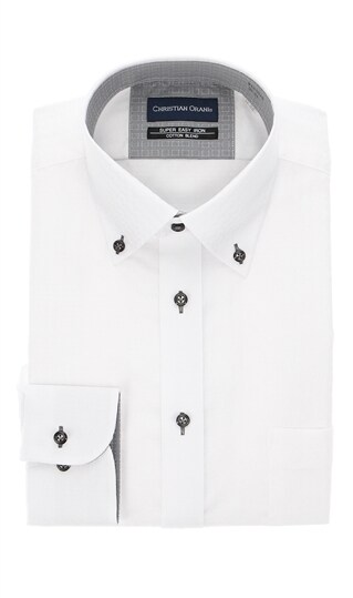 ボタンダウンスタンダードワイシャツ《白織柄》《キング&トール》