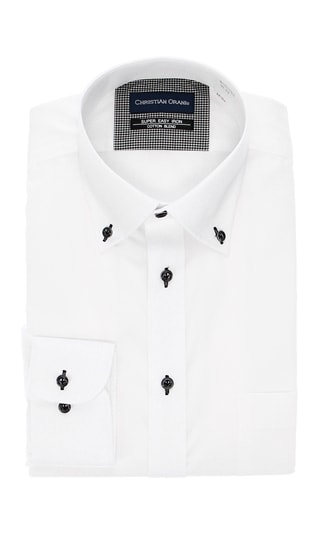 ボタンダウンスタンダードワイシャツ《白織柄》《キング&トール》