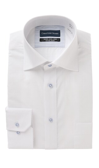 ワイドカラースタンダードワイシャツ《白織柄》《キング&トール》