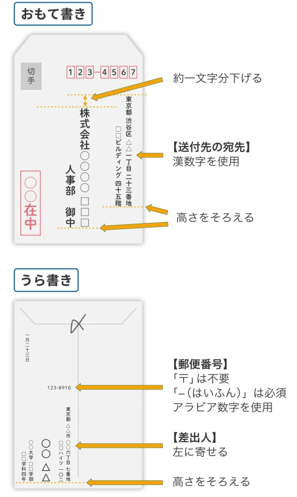内定承諾書_封筒の書き方（縦書き）