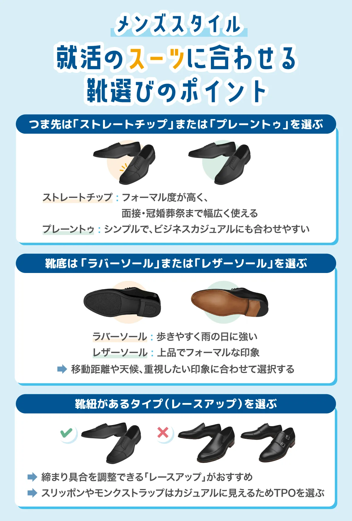【メンズスタイル】就活のスーツに合わせる靴選びのポイント